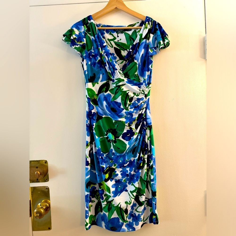 Ralph Lauren floral ruched midi dress size 4